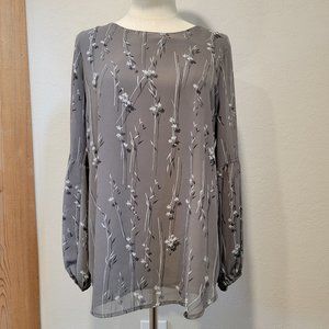 Anne Taylor, Grey, Long Sleeve Blouse, Small.  Classic, Excellent Condition!